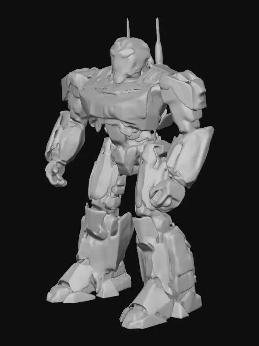 3D model for "A massive futuristic robot in Roblox style, standing tall and powerful, with the text 'CraftBlocks' displayed prominently on the front chest panel in glowing neon letters. The robot has a sleek, modern industrial exterior with metallic panels, LED lighting strips, and a high-tech design.
Interior layout (fully detailed, modern interior design):
The inside of the robot functions as a fully operational base with the following rooms:

9 Bedrooms – each with a modern bed, personal storage, ambient lighting, and decorative elements
Kitchen – open-plan, modern style with counters, appliances, and bar seating
Living Room – comfortable couches, flatscreen displays, modern furniture and lighting
Cockpit – located in the head of the robot, filled with control panels, holographic screens, pilot seat