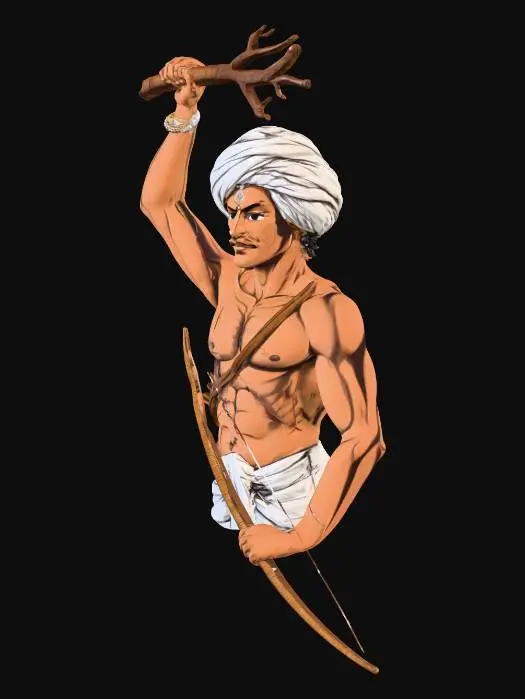 3D model for Warrior with Bow and Staff with a quiver full of arrow