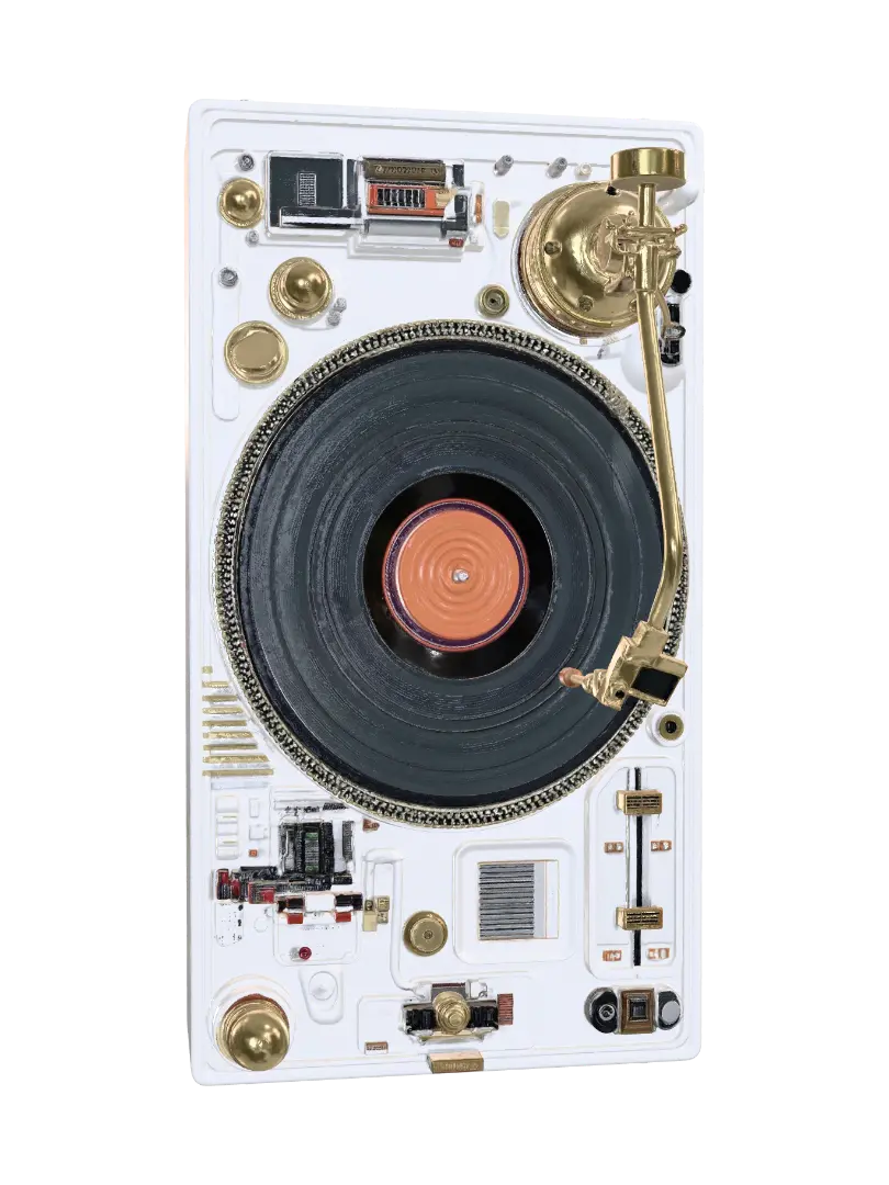 Gilded Groove Turntable - Dj 3D model, vytvořený pomocí AI