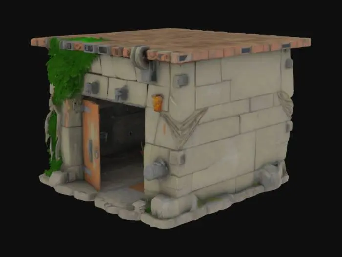 3D model for a post apocalyptic bunker that you can go in low poly/blocky good detail