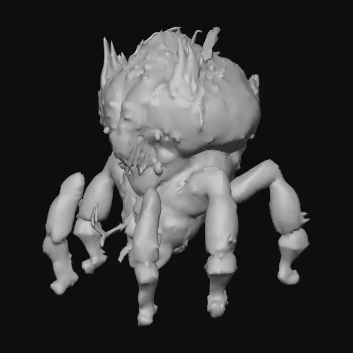 3D model for Dustcrawler (Dust Shaper Bug) 
The prototype is: plastic debris + arthropod. External appearance: rough and irregular shell, color variation. Fusion of future technology and natural elements, neon colors and fantastic creatures interwoven. Dream core theme. The color is highly saturated neon gradient. The artistic style is surrealism, 3D rendering, psychedelic and vividly colored, with a dreamy concept. It combines digital particles and cyberpunk neon light and shadow, emphasizing the flow of light effects and transparent texture. The background is black and deep to highlight the subject.