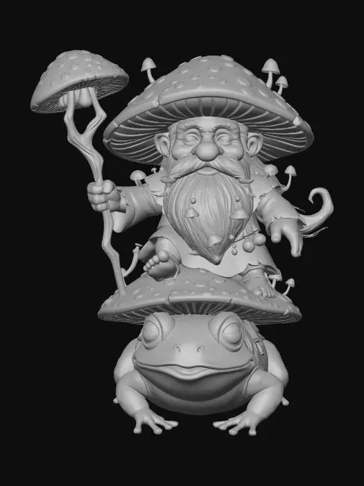 3D model for Gnome on a Mushroom Frog