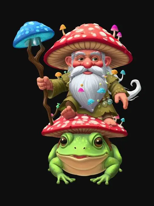 3D model for Gnome on a Mushroom Frog
