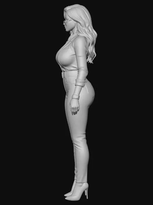 3D model for Glamour in Beige Jumpsuit