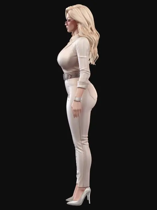 3D model for Glamour in Beige Jumpsuit