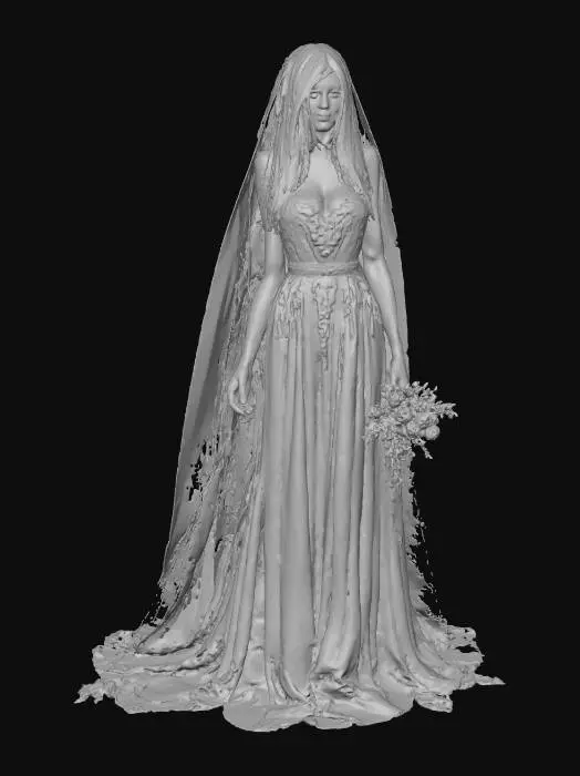 3D model for #Halloween2025#, create a ghost bride with tattered dress