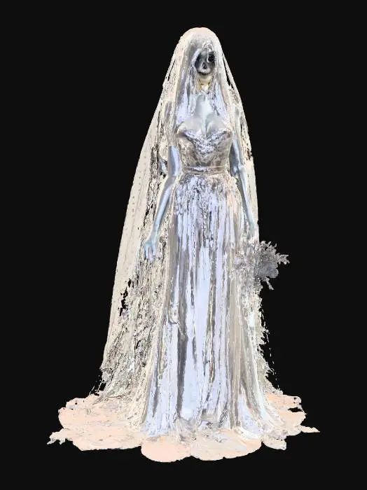 3D model for #Halloween2025#, create a ghost bride with tattered dress