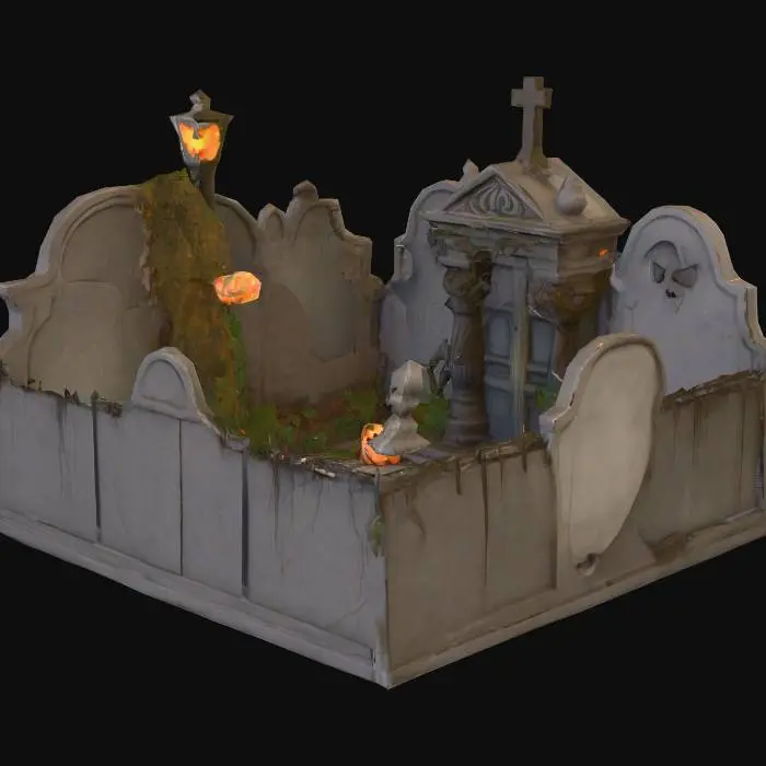 3D model for create scary halloween graves, whymisical, movie type