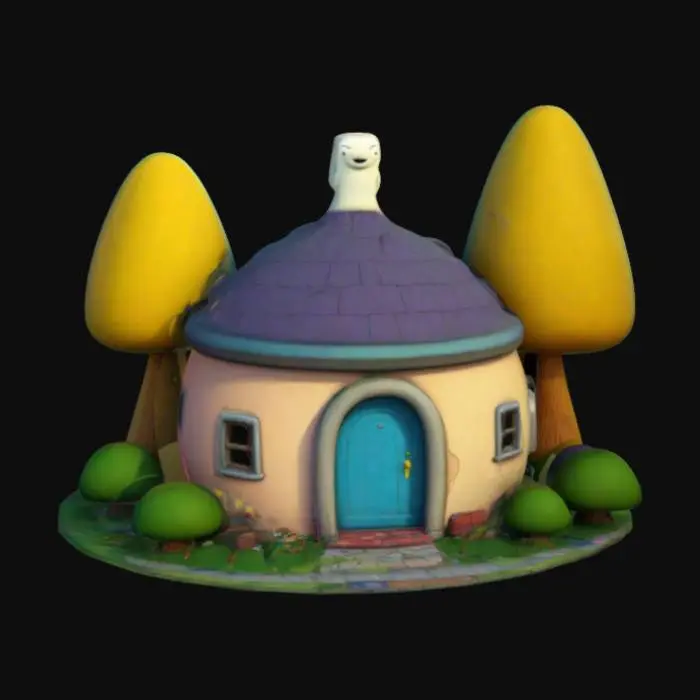 3D model for a cozy little 3d cartoon home straight from the ADventure time show