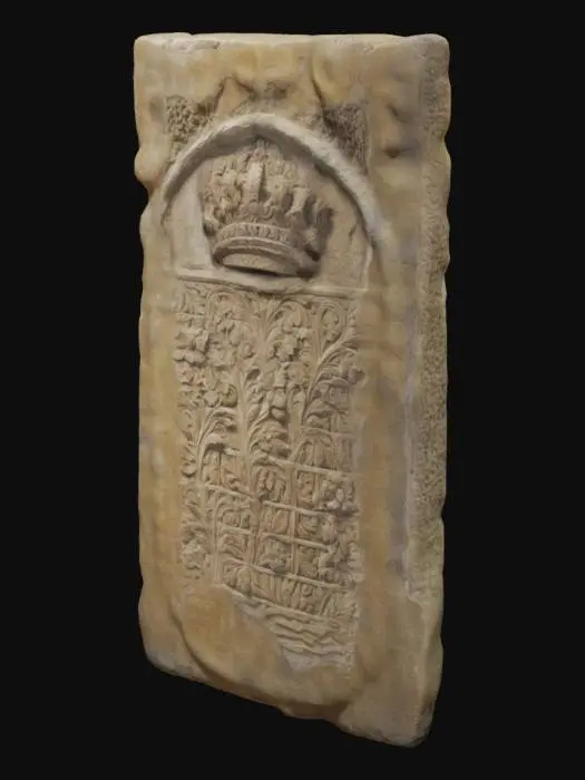 3D model for Stone Inscription with Crown and Text