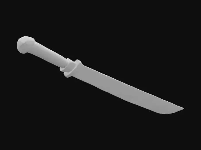 3D model for A realistic 3D model of an Machette, game-ready, clean topology, medium polycount, detailed metal blade and handle, realistic proportions, centered, no background. Designed for fantasy or medieval-themed games.
