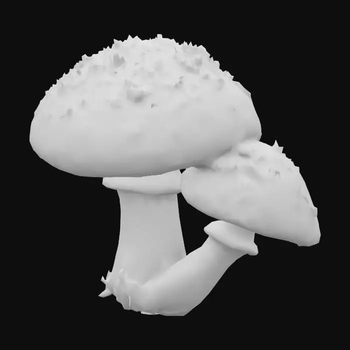 3D model for A realistic 3D model of a King Bolete mushroom, game-ready, clean topology, medium polycount, detailed cap and stem texture, natural red and white colors, centered, no background.