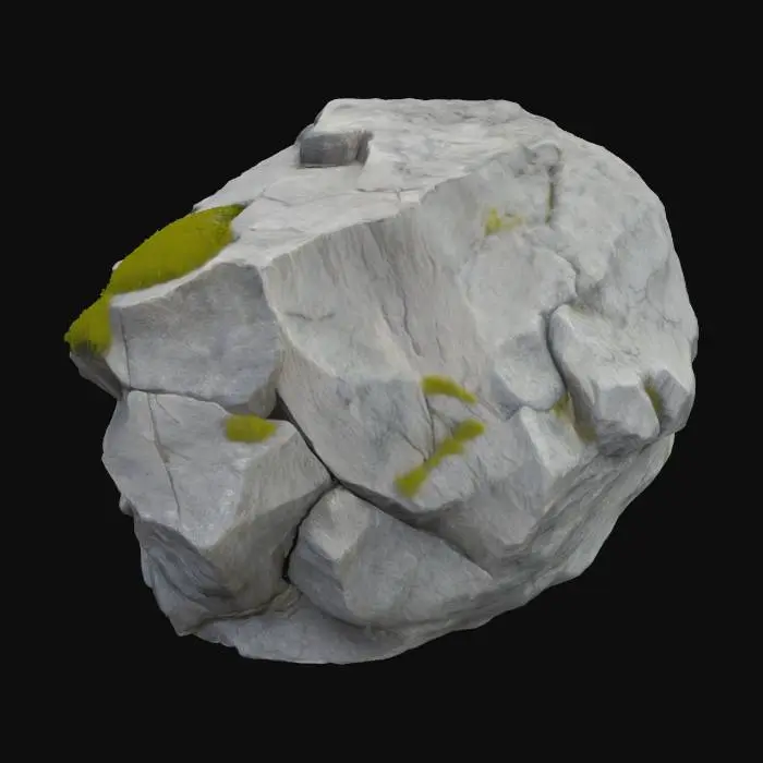 3D model for 
A realistic 3D model of a small rock, game-ready, clean topology, medium polycount, detailed rock texture, natural erosion, realistic scale, centered, no background. Suitable for open world or forest environments.
