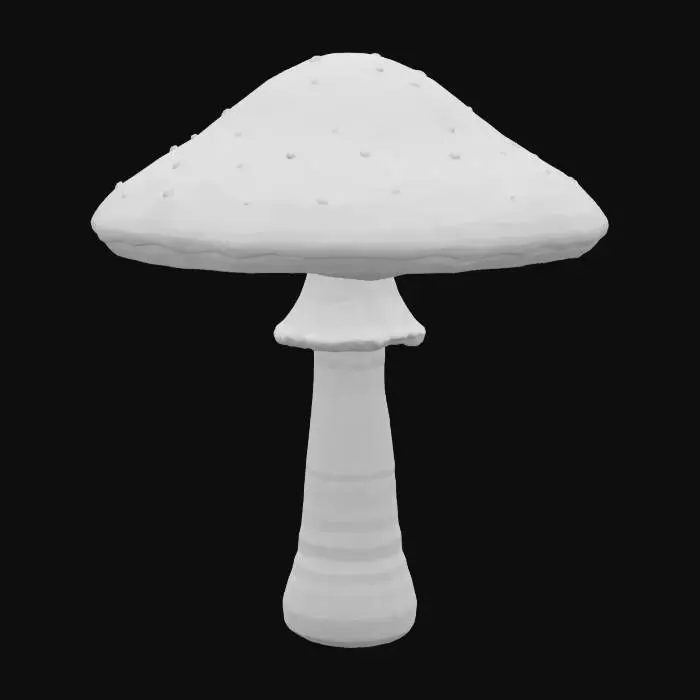 3D model for A realistic 3D model of a green mushroom, game-ready, clean topology, medium polycount, detailed cap and stem texture, natural red and white colors, centered, no background.