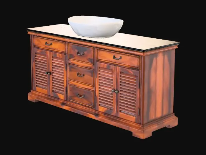 3D model for Wooden Vanity With Vessel Sink
