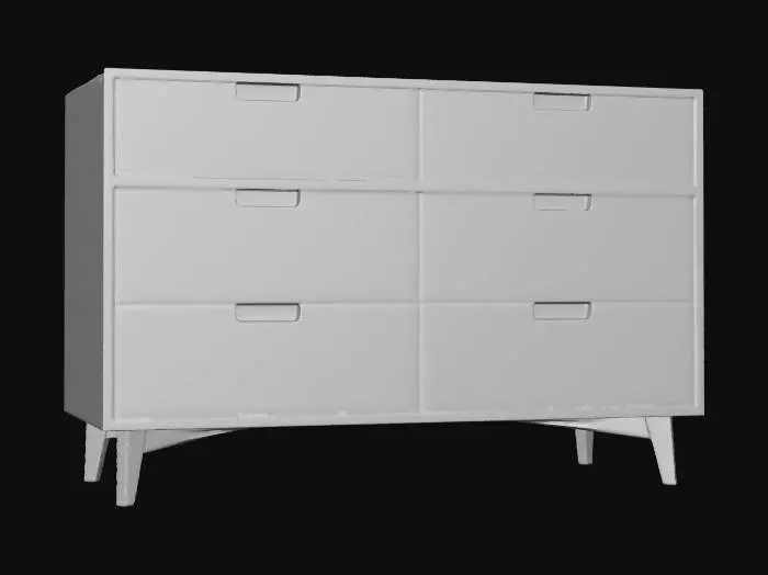 3D model for Honey Pine Six-Drawer Dresser