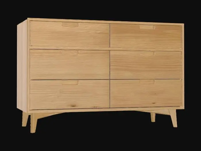 3D model for Honey Pine Six-Drawer Dresser