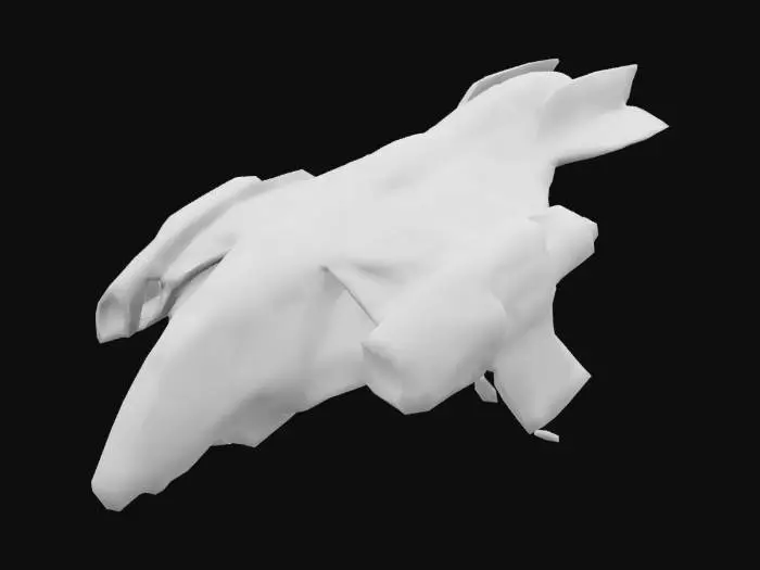 3D model for a spaceship. dropship style, angular.