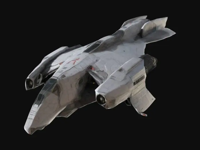3D model for a spaceship. dropship style, angular.
