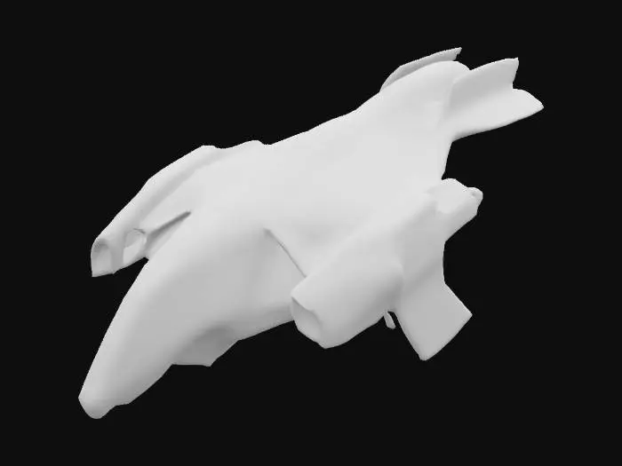 3D model for a spaceship. dropship style, angular.