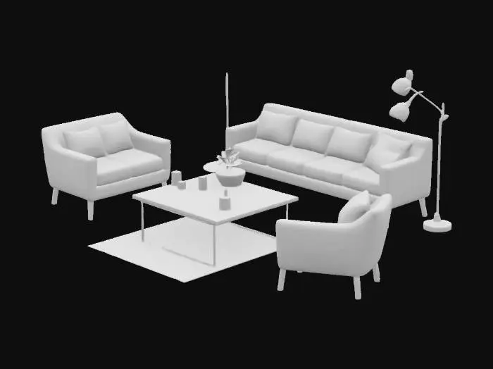 3D model for new age furniture living room complete set