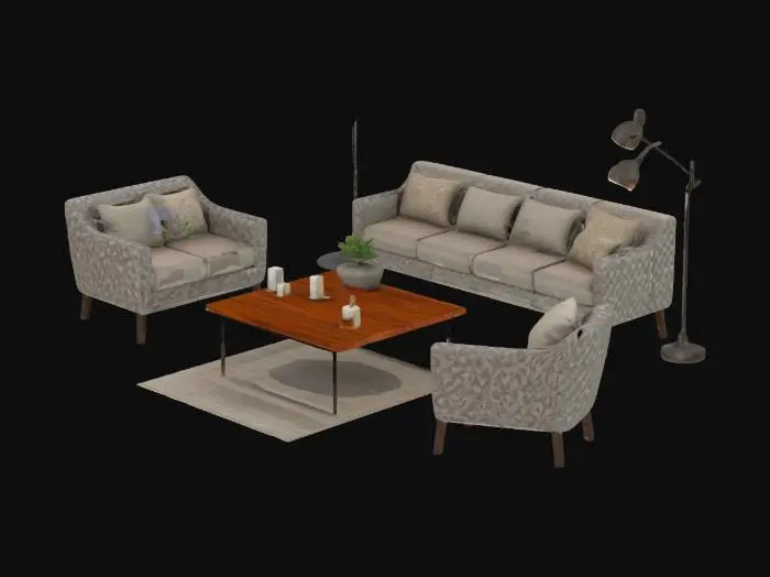 3D model for new age furniture living room complete set