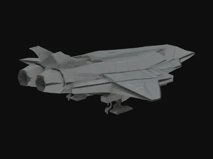 3D model for spacecraft angular drop-ship, armored, wide