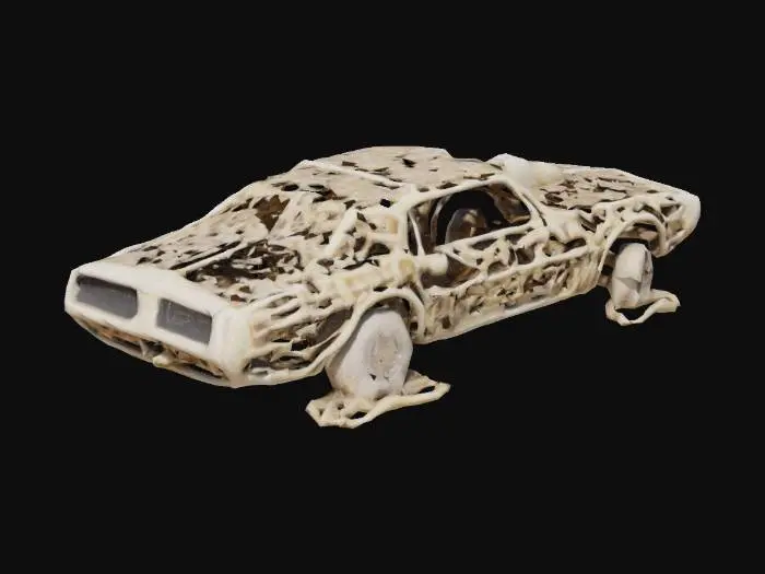 3D model for trans am firebird sports car made from bones with feet for wheels