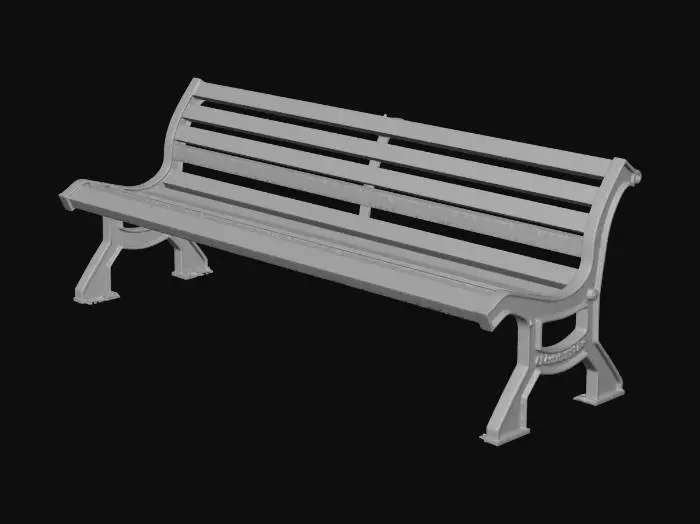 3D model for Wooden park bench