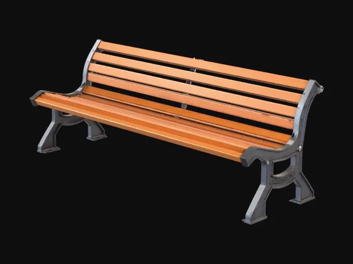 3D model for Wooden park bench