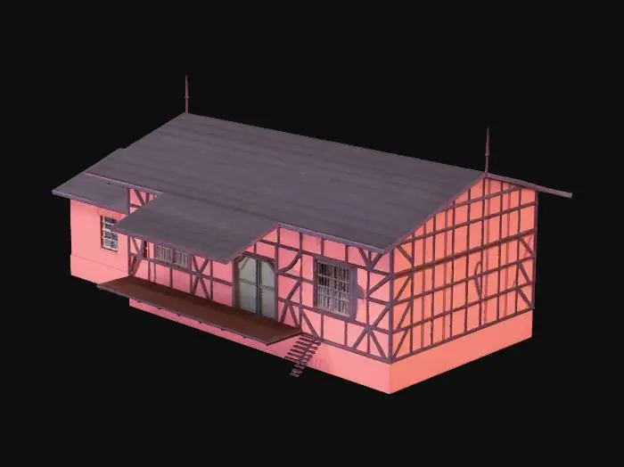 3D model for Timber-Framed Train Station