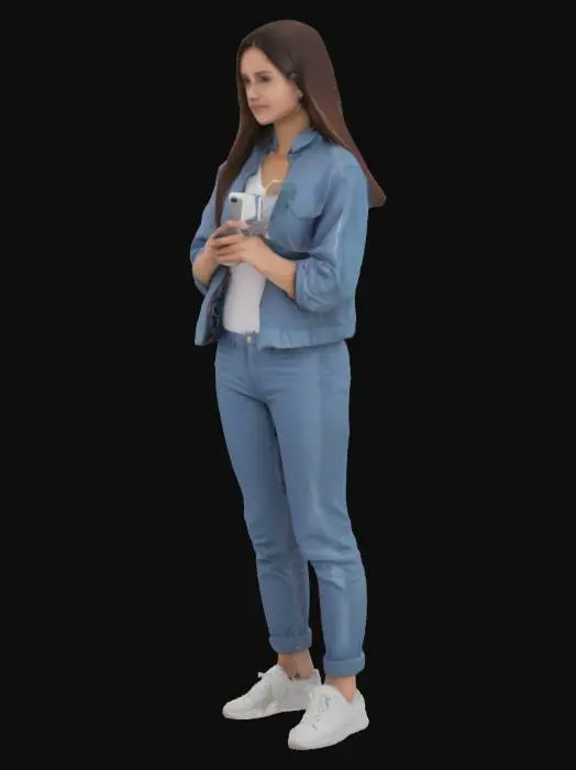 3D model for frau mit  smartfone