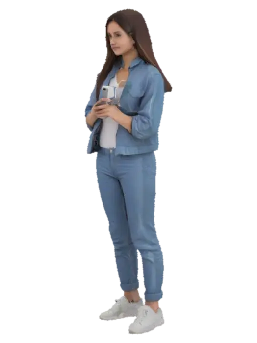 frau mit smartfone - Smartphone 3D model, vytvořený pomocí AI