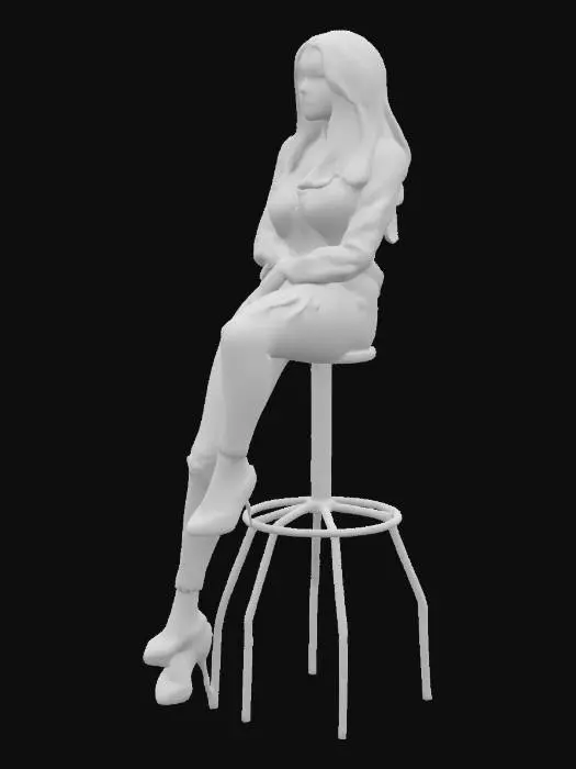 3D model for frau jeans hig heels sitzend