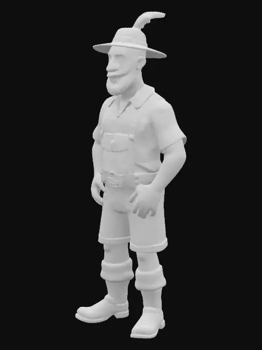 3D model for  detailierte männliche Figur kariertes Hemd Bayrische kurze Lederhose Stiefel ,Hut mit Gamsbart Stiefel