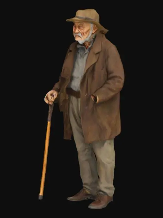 3D model for alter Mann Gehstock