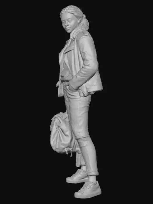3D model for woman stands and waits