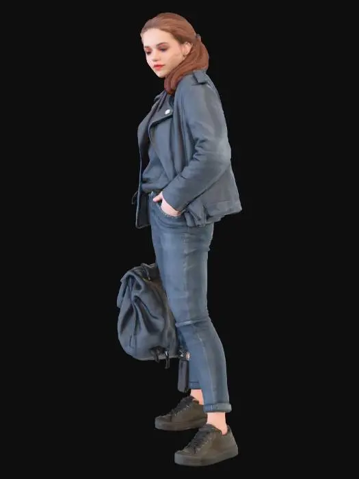 3D model for woman stands and waits