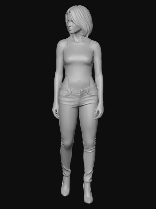 3D model for elegant woman in jeans