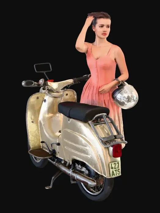 3D model for Peach Dress and Vintage Scooter