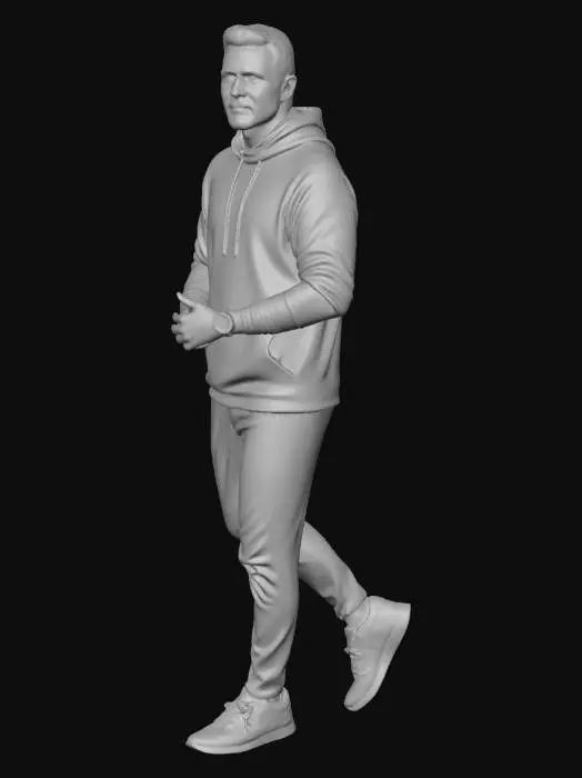 3D model for Urban Runner in a Grey Hoodie