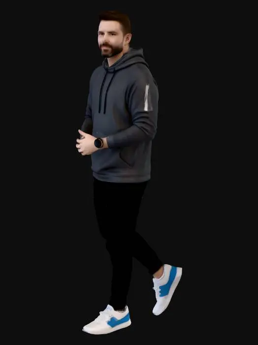 3D model for Urban Runner in a Grey Hoodie