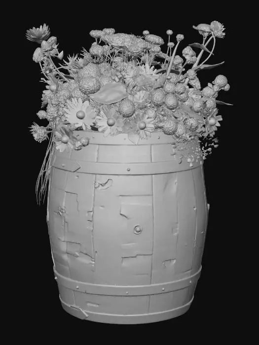 3D model for Barrel of Wildflowers