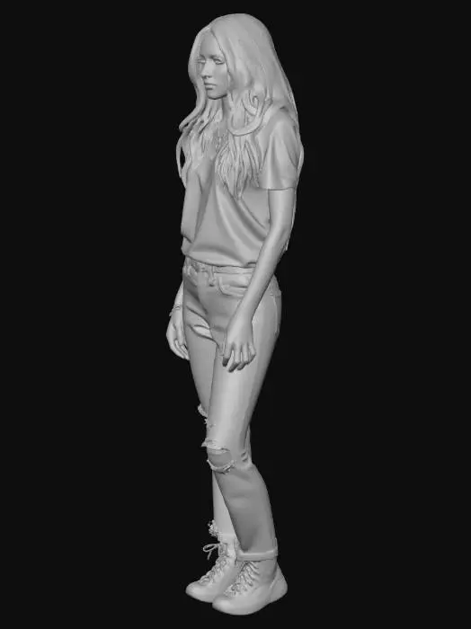 3D model for Blonde in Ripped Denim