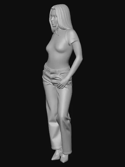 3D model for Brown Turtleneck and Light Denim Jeans