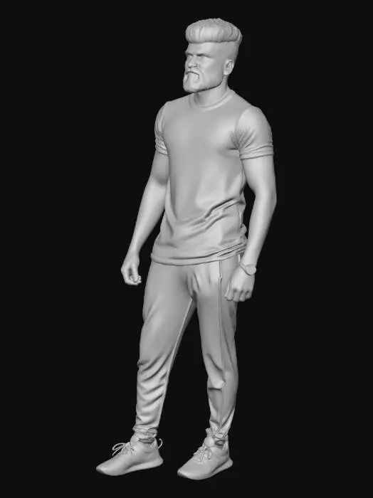 3D model for Athletic Portrait in Grey Workout Tee