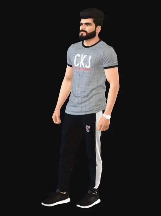 3D model for Athletic Portrait in Grey Workout Tee