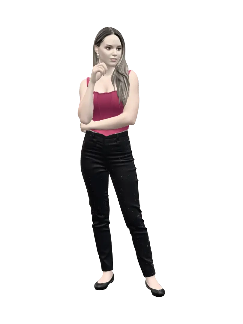 Contemplative.Pose.In.Magenta.Top - Neutralpose 3D model, vytvořený pomocí AI