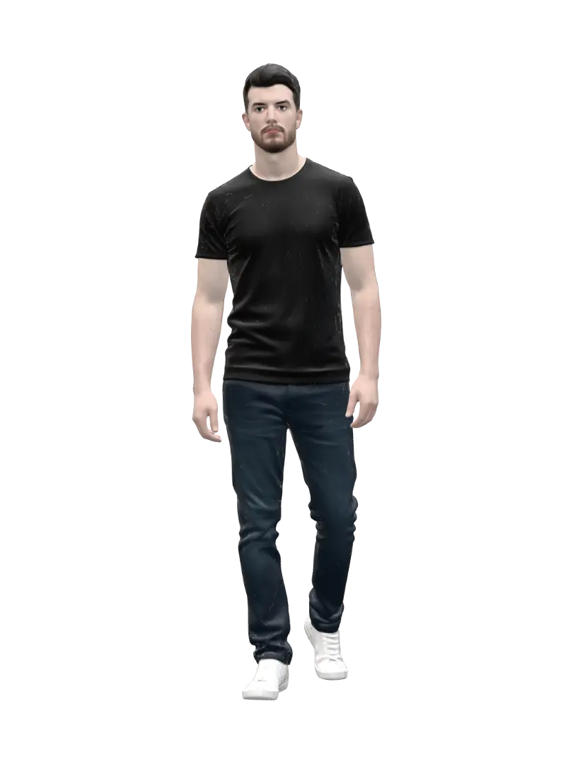 Casual.Portrait.In.A.Black.T.Shirt - Neutralpose 3D model, vytvořený pomocí AI