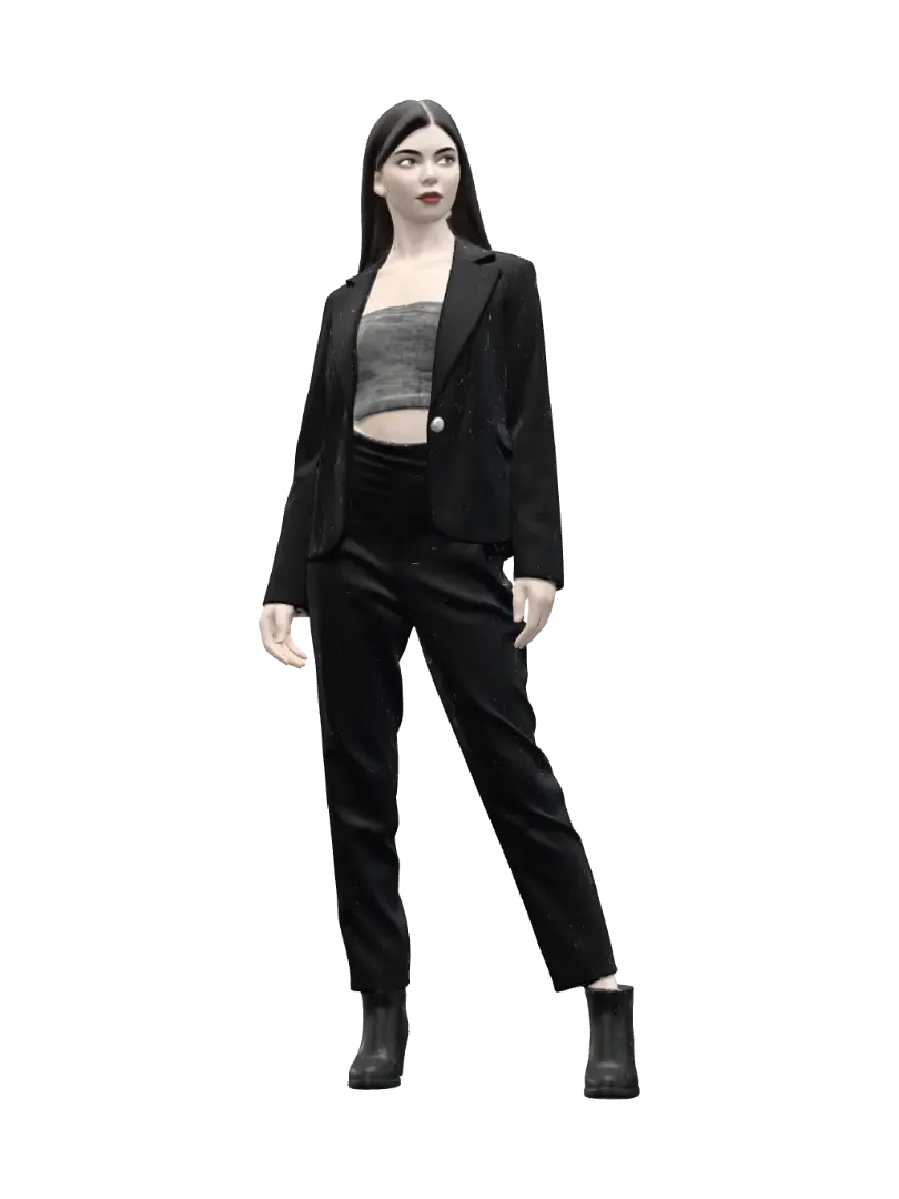 Midnight.Glam.Power.Suit - Neutralpose 3D model, vytvořený pomocí AI